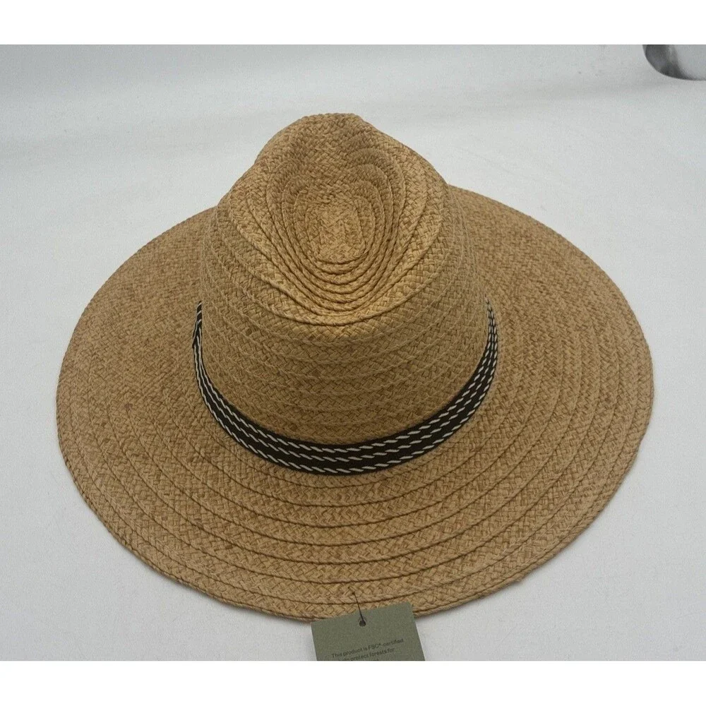 Goodfellow & Co Hat Mens Panama M/L Tan Brown Straw Black Band NWT